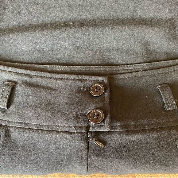 DressBarn Black Lined Pencil Skirt with Ruffle Hem, Belt Loops, & Button Details - Picture 5 of 10